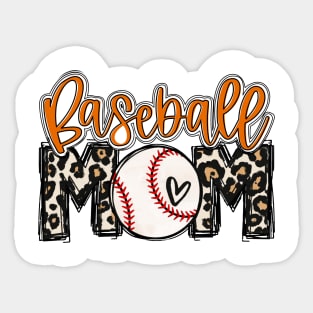 Baseball Mom Orange Leopard Baseball Mama Sticker